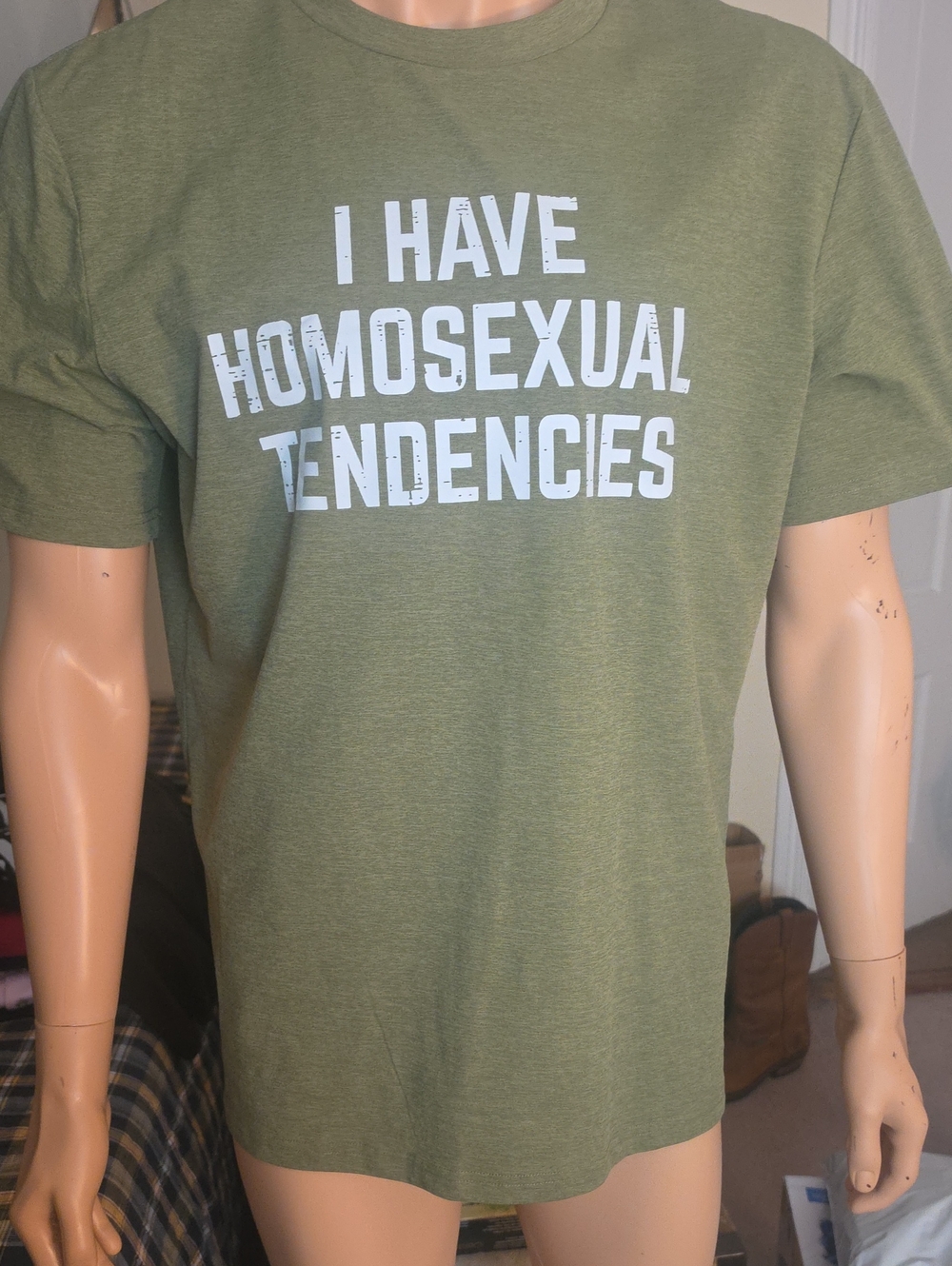 I Have Homosexual Tendencies Olive Green Graphic Tee